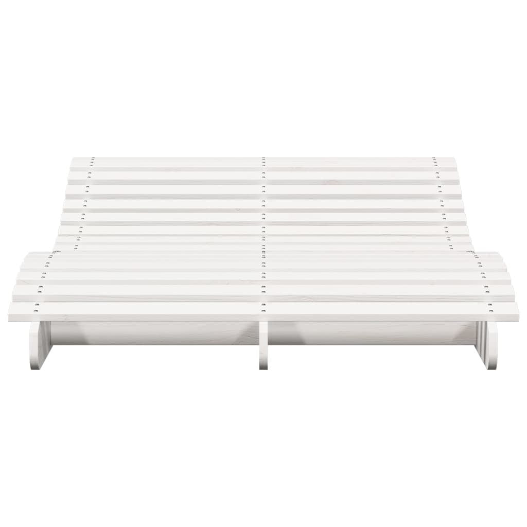 White Wooden Sun Lounger – Solid Pine Outdoor Recliner | 205x110 cm