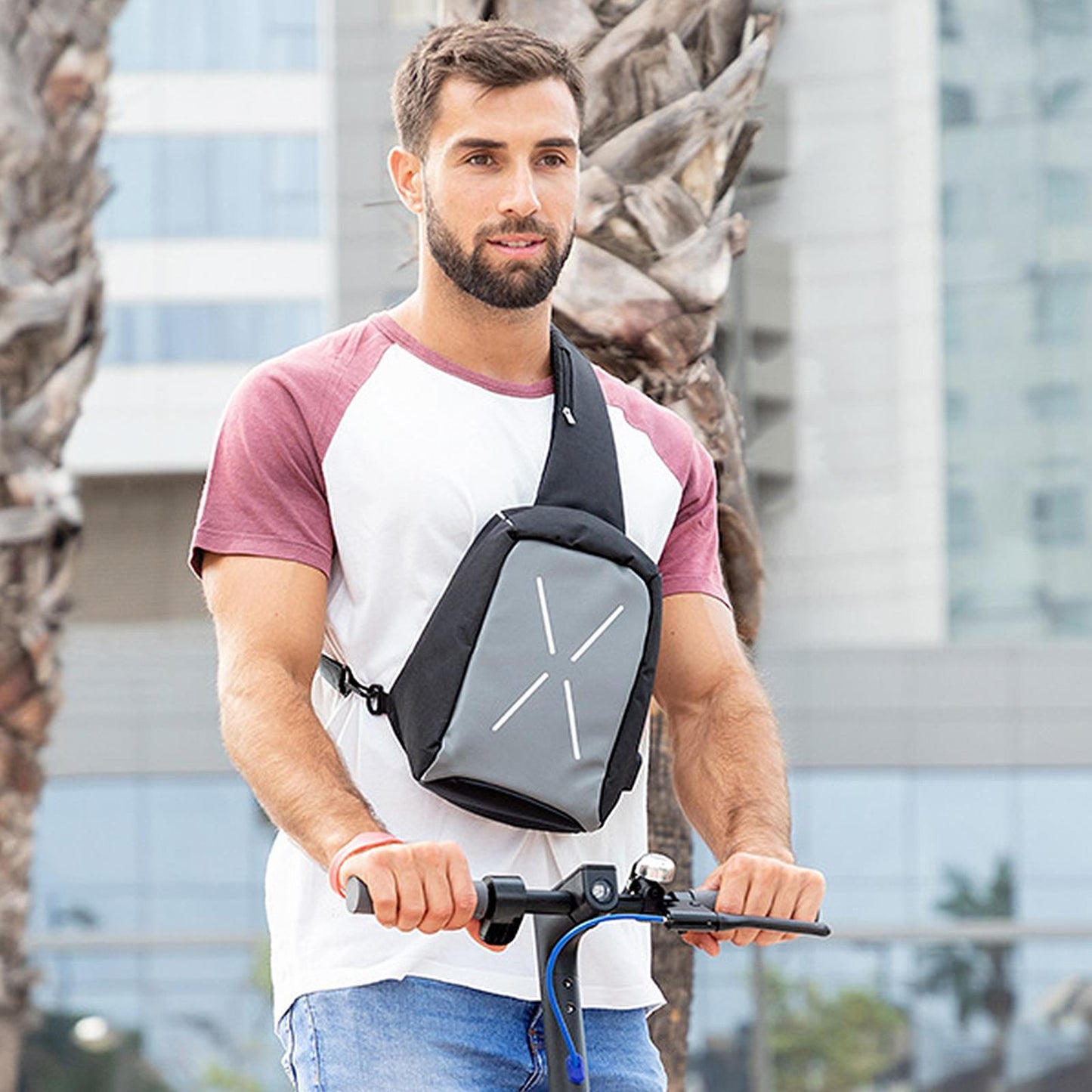 Anti-Theft Waterproof Sling Backpack with USB Port – Compact & Cut-Proof