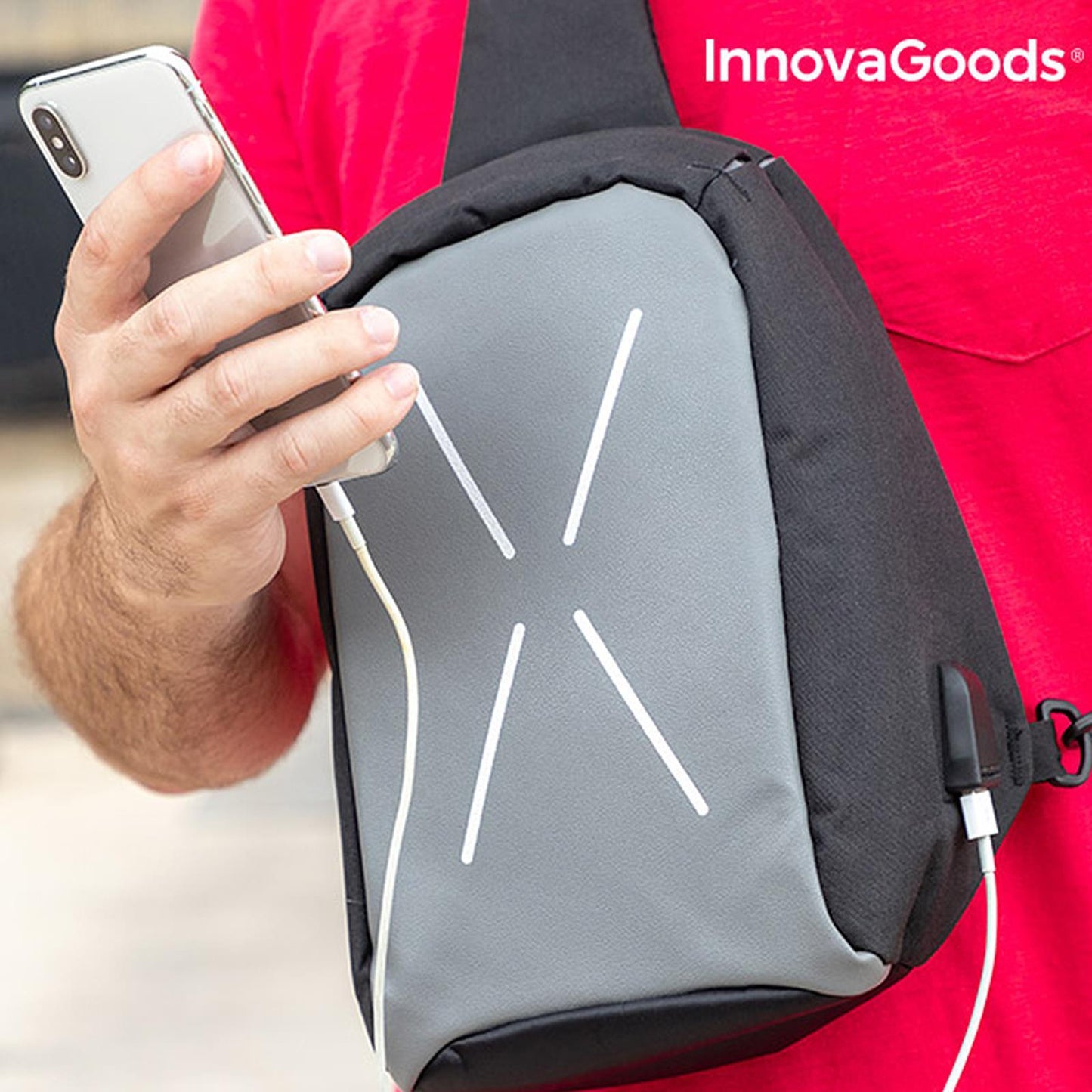 Anti-Theft Waterproof Sling Backpack with USB Port – Compact & Cut-Proof