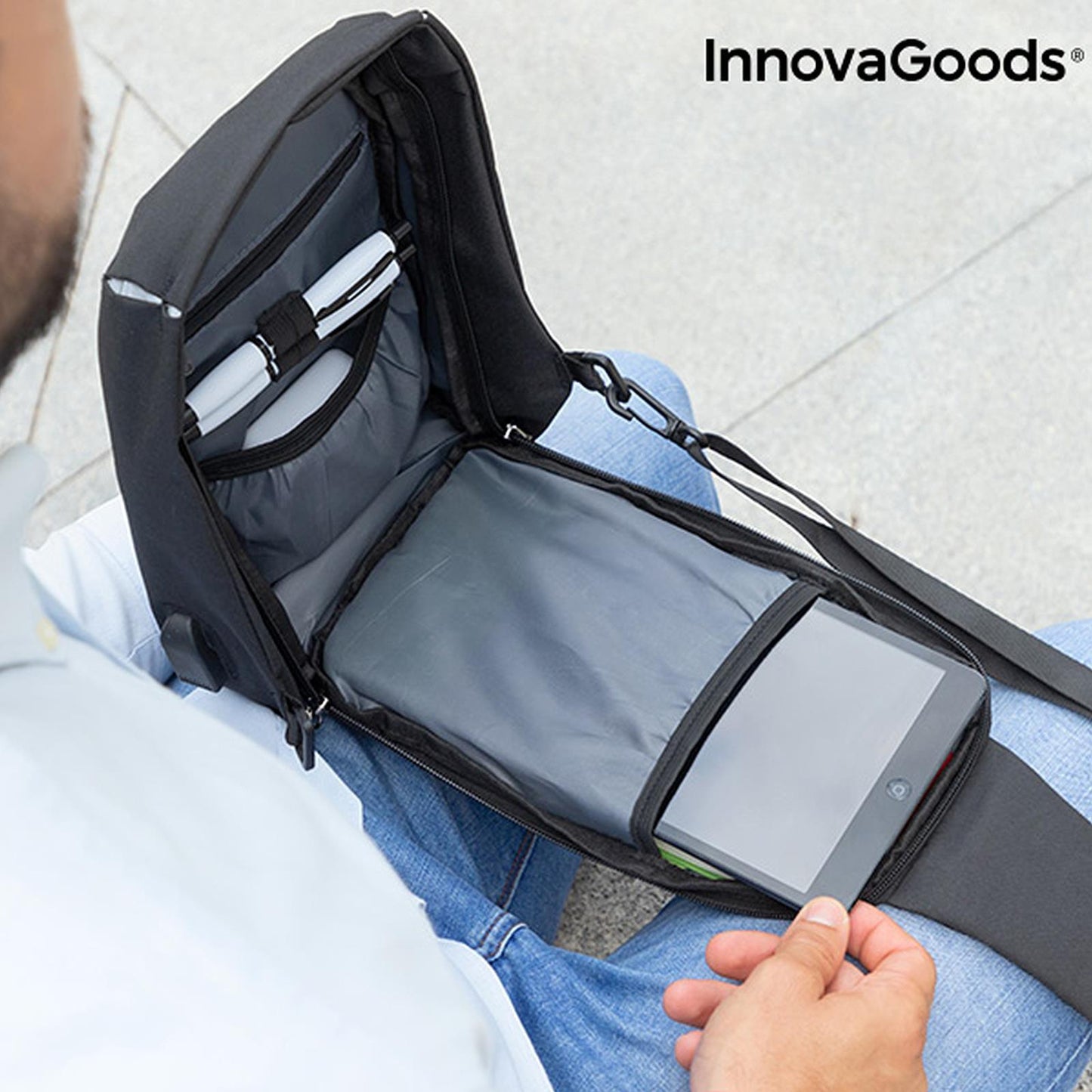 Anti-Theft Waterproof Sling Backpack with USB Port – Compact & Cut-Proof