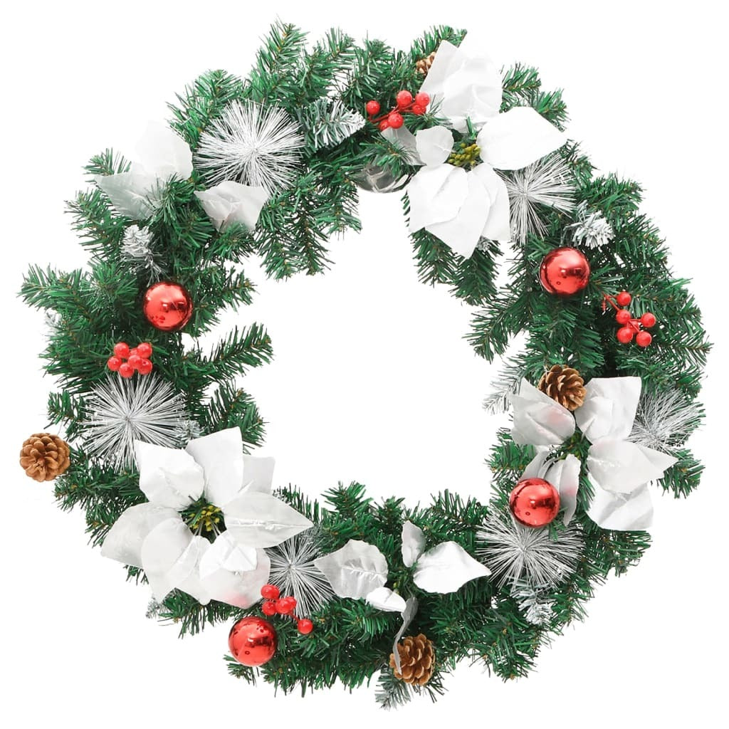 60cm Green PVC Christmas Wreath with LED Lights – Indoor & Outdoor Decoration