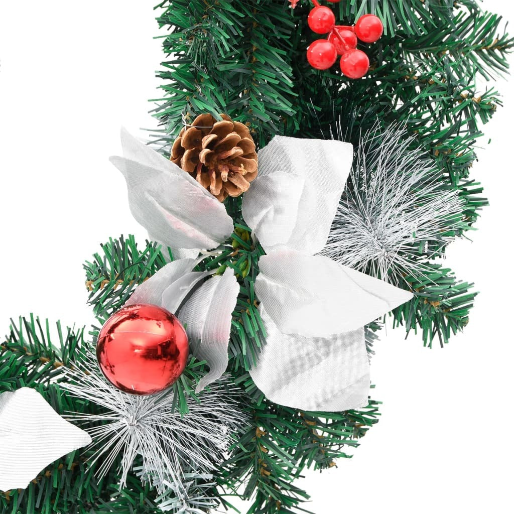 60cm Green PVC Christmas Wreath with LED Lights – Indoor & Outdoor Decoration