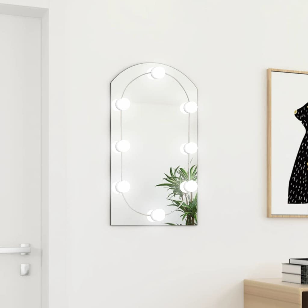 LED Wall Mirror – Arch Design, 70x40 cm – Modern Glass Bathroom/Makeup Mirror