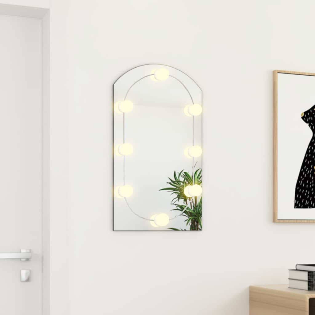 LED Wall Mirror – Arch Design, 70x40 cm – Modern Glass Bathroom/Makeup Mirror