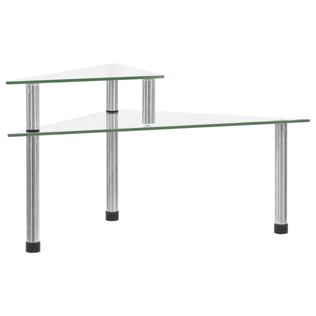 2-Tier Transparent Kitchen Shelf – 49.5x35x19 cm | Tempered Glass & Stainless Steel Organizer