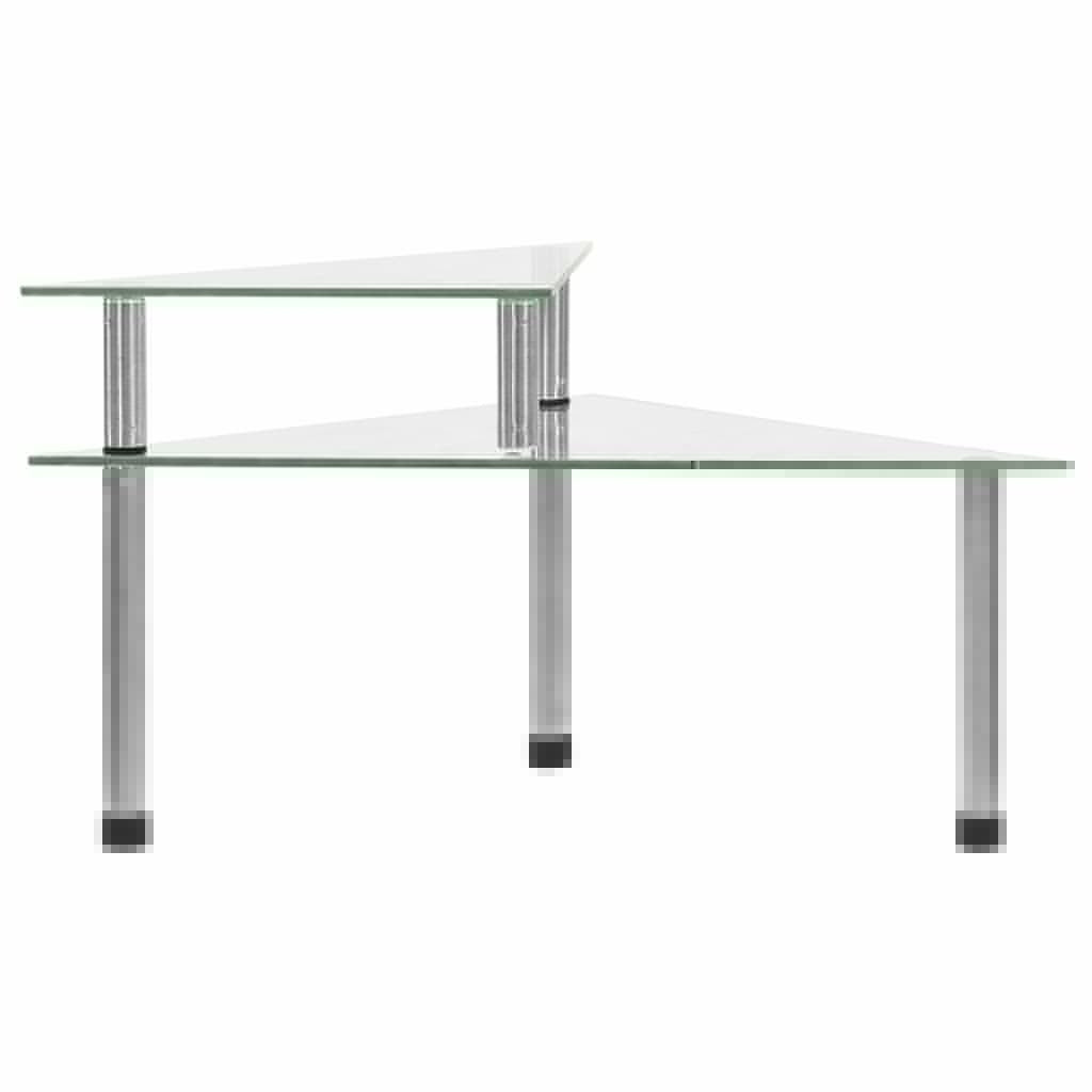 2-Tier Transparent Kitchen Shelf – 49.5x35x19 cm | Tempered Glass & Stainless Steel Organizer