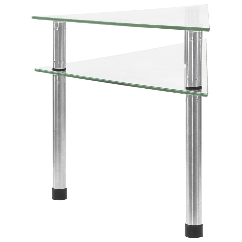 2-Tier Transparent Kitchen Shelf – 49.5x35x19 cm | Tempered Glass & Stainless Steel Organizer