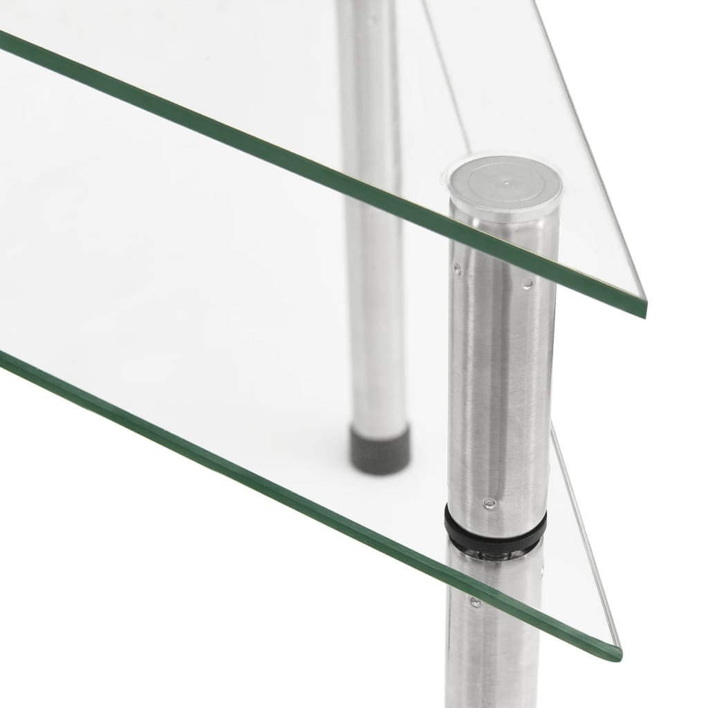 2-Tier Transparent Kitchen Shelf – 49.5x35x19 cm | Tempered Glass & Stainless Steel Organizer