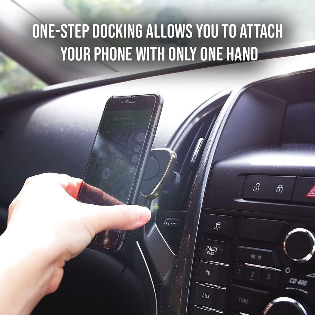 Universal Magnetic Phone Car Mount – Silver | 360° Rotation, Air Vent Clip, All Phones