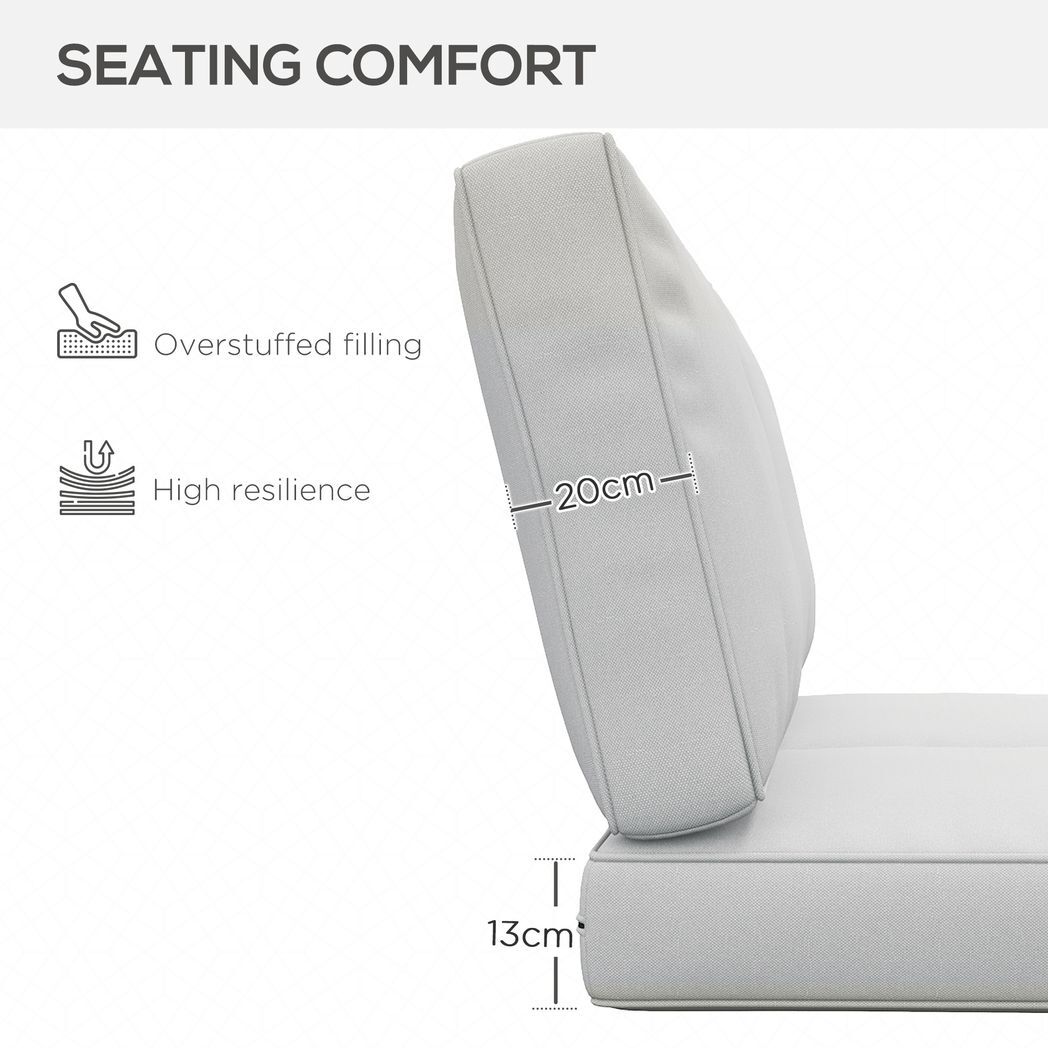 2-Seater Garden Seat Cushion with Back ā Light Grey | Waterproof Covers, Removable