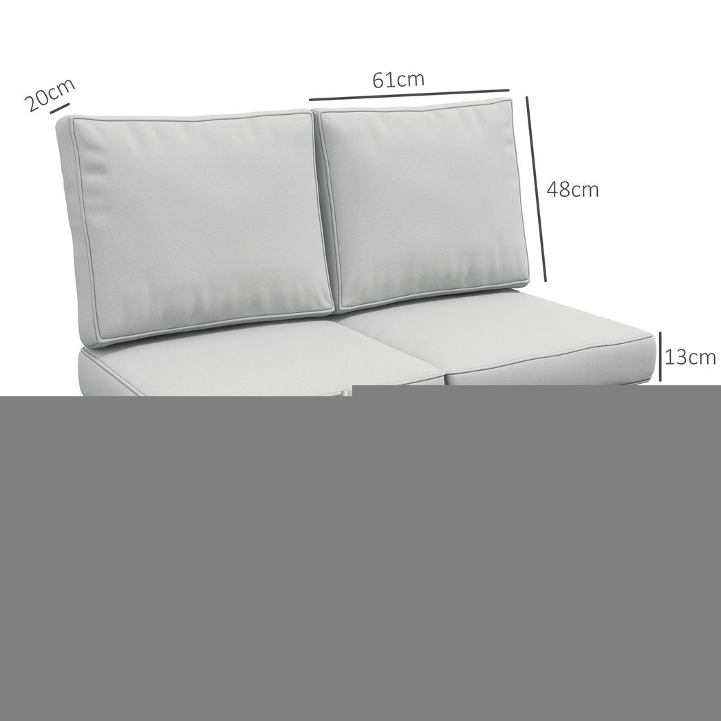 2-Seater Garden Seat Cushion with Back ā Light Grey | Waterproof Covers, Removable