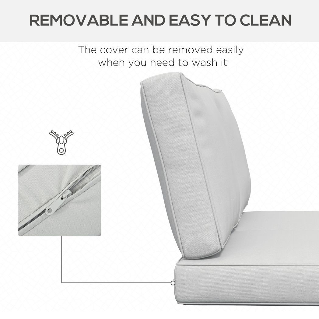 2-Seater Garden Seat Cushion with Back ā Light Grey | Waterproof Covers, Removable