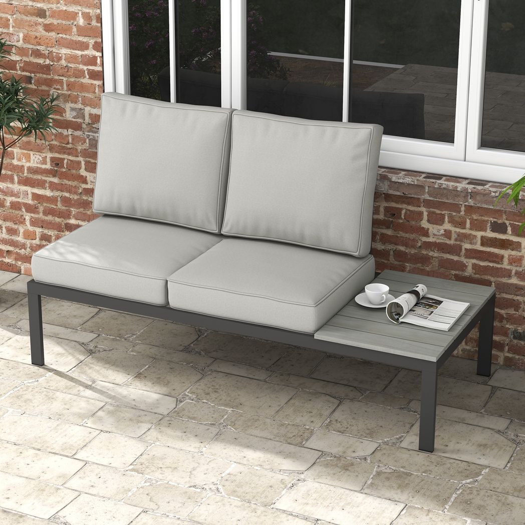 2-Seater Garden Seat Cushion with Back ā Light Grey | Waterproof Covers, Removable