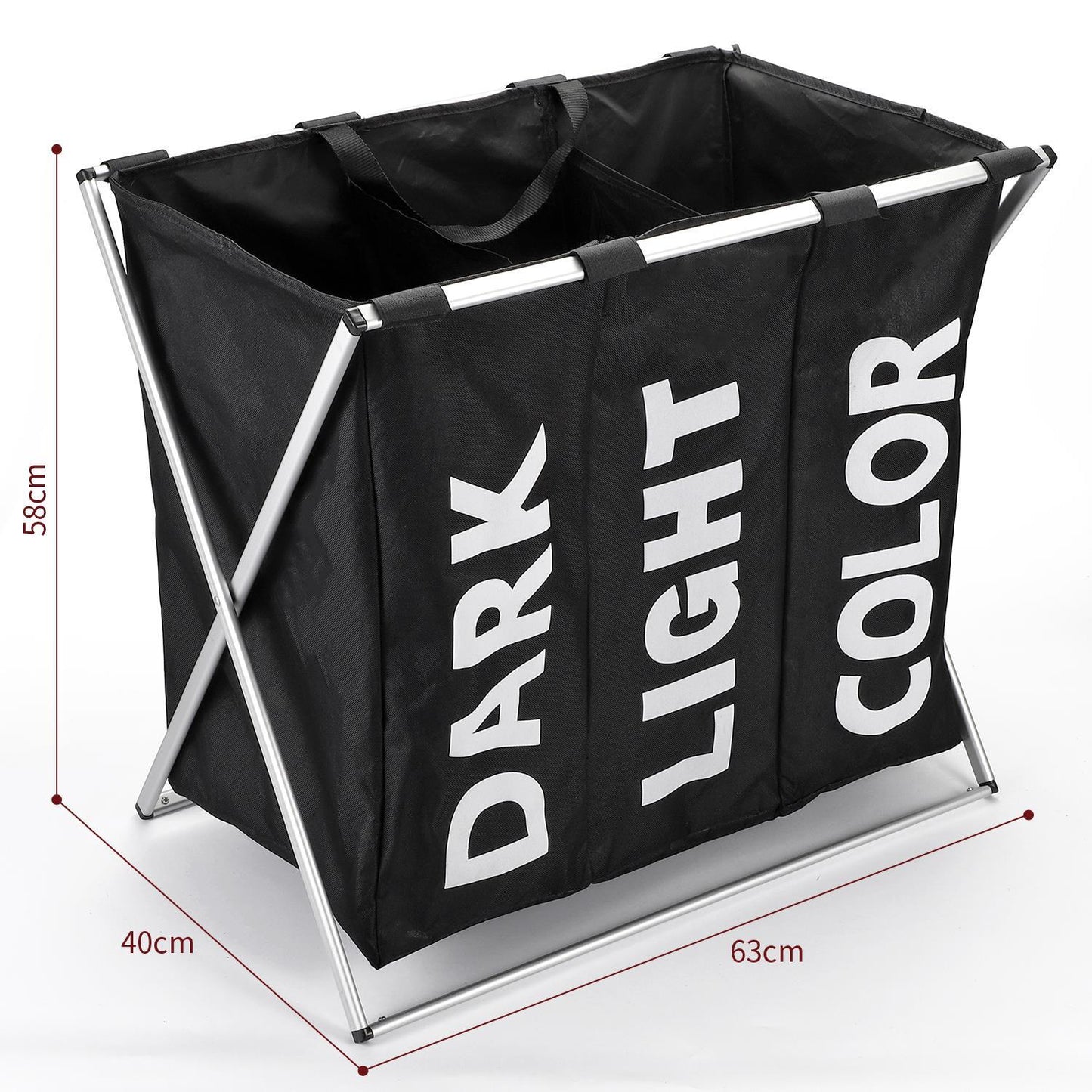 Vinsani X-Shape 3-Compartment Laundry Sorter – Black, Collapsible & Waterproof