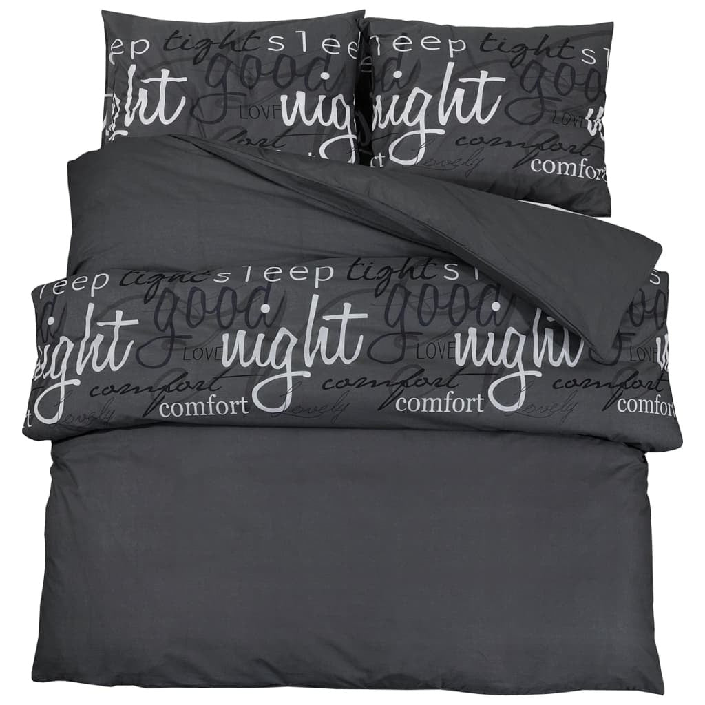 Duvet Cover Set Black – 140x200 cm – 100% Cotton with Pillowcase
