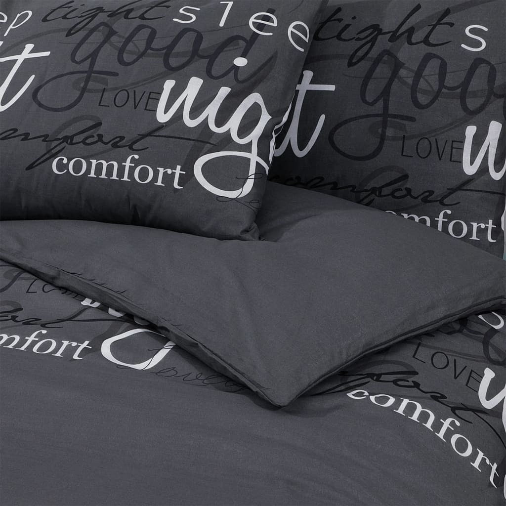 Duvet Cover Set Black – 140x200 cm – 100% Cotton with Pillowcase
