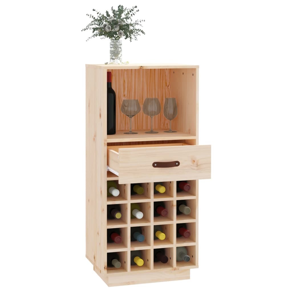 Wine Cabinet Solid Wood Pine – 45x34x100 cm – Sturdy Frame with Ample Storage for 16 Bottles