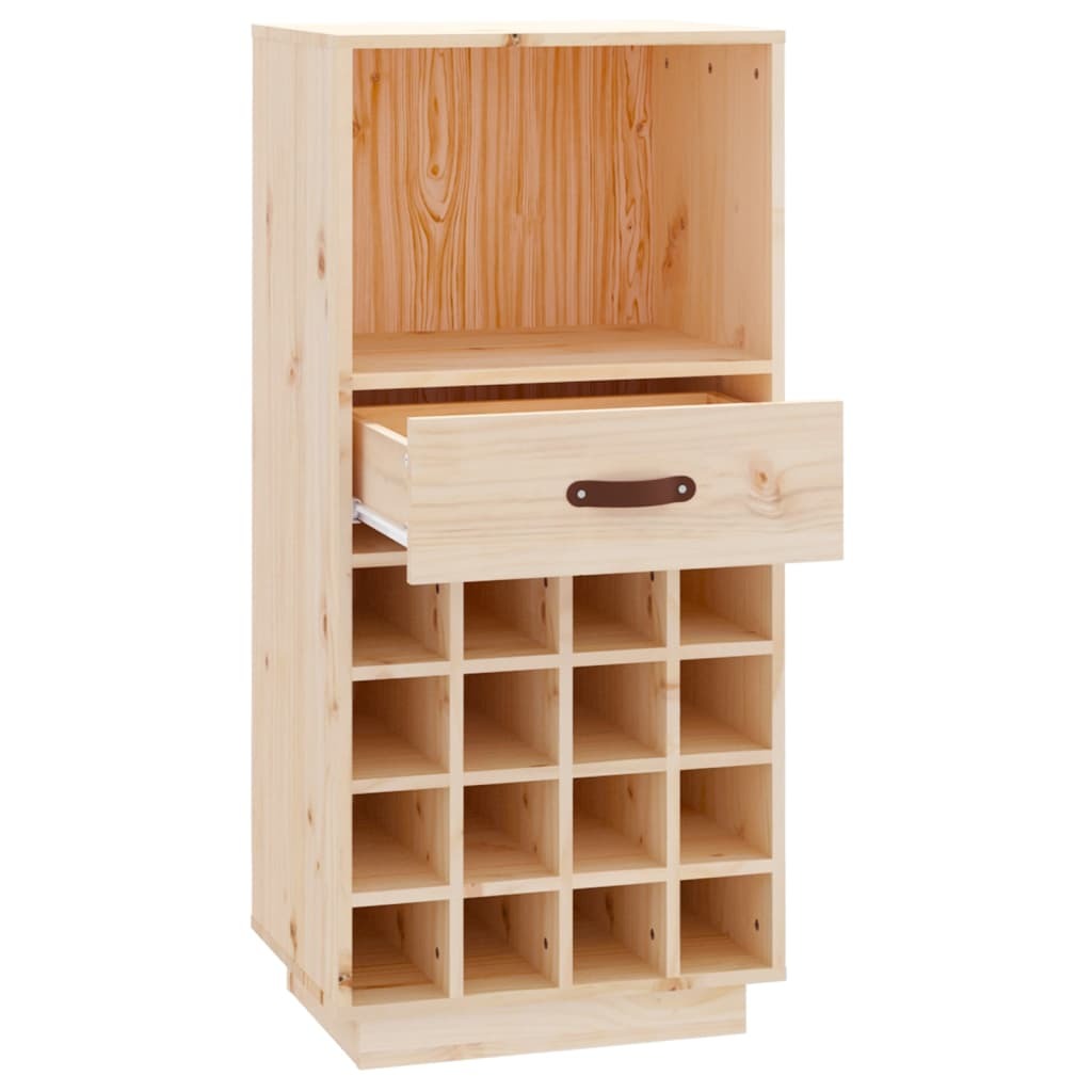 Wine Cabinet Solid Wood Pine – 45x34x100 cm – Sturdy Frame with Ample Storage for 16 Bottles