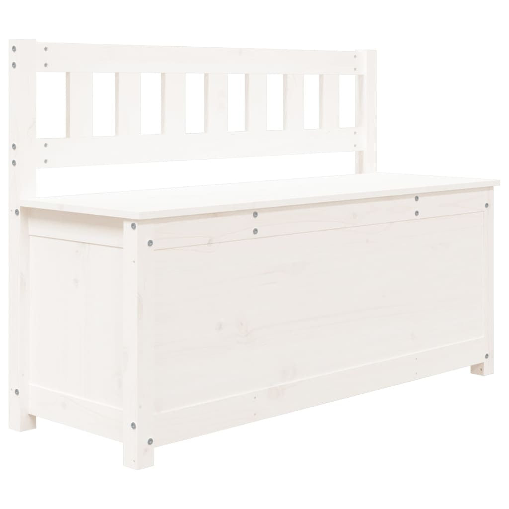 White Solid Pine Wood Bench with Storage – 110x41x76.5 cm