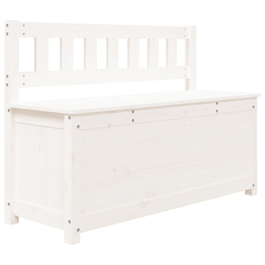 White Solid Pine Wood Bench with Storage – 110x41x76.5 cm