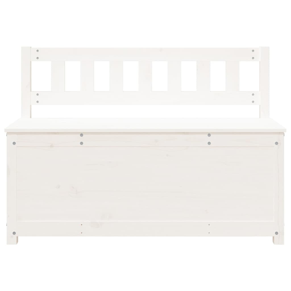 White Solid Pine Wood Bench with Storage – 110x41x76.5 cm