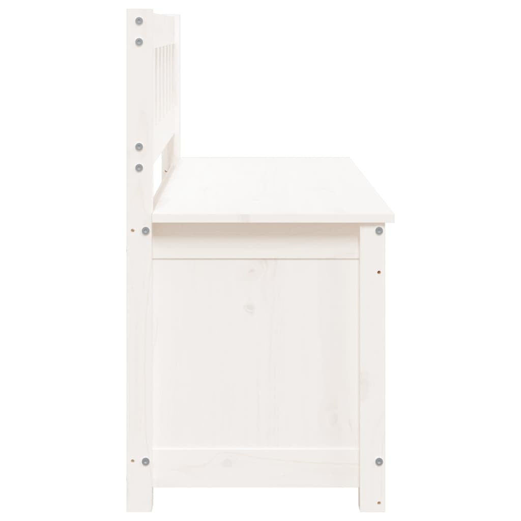 White Solid Pine Wood Bench with Storage – 110x41x76.5 cm