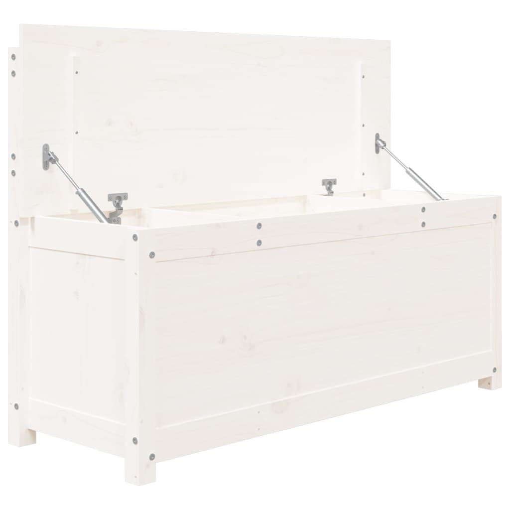 White Solid Pine Wood Bench with Storage – 110x41x76.5 cm