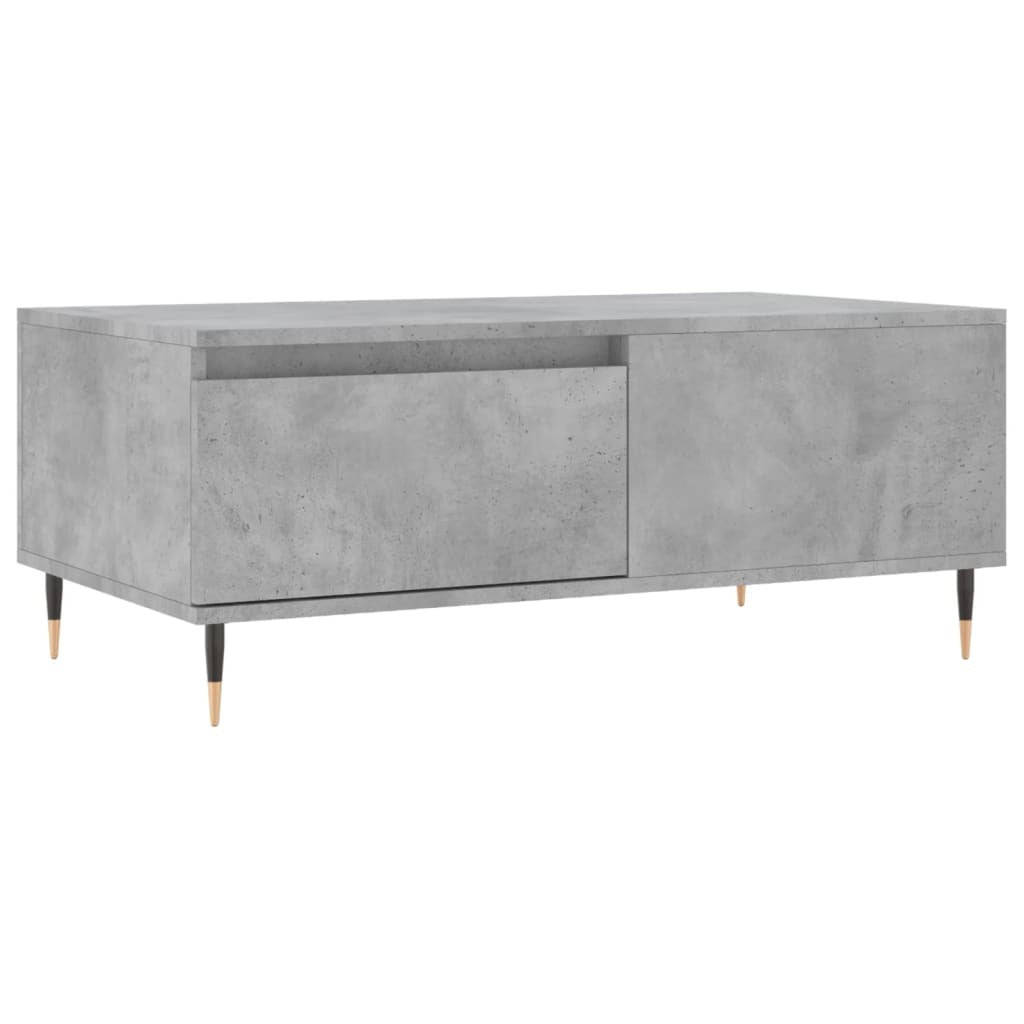Coffee Table Concrete Grey – 90x50 cm – Engineered Wood with Metal Legs & Drawer