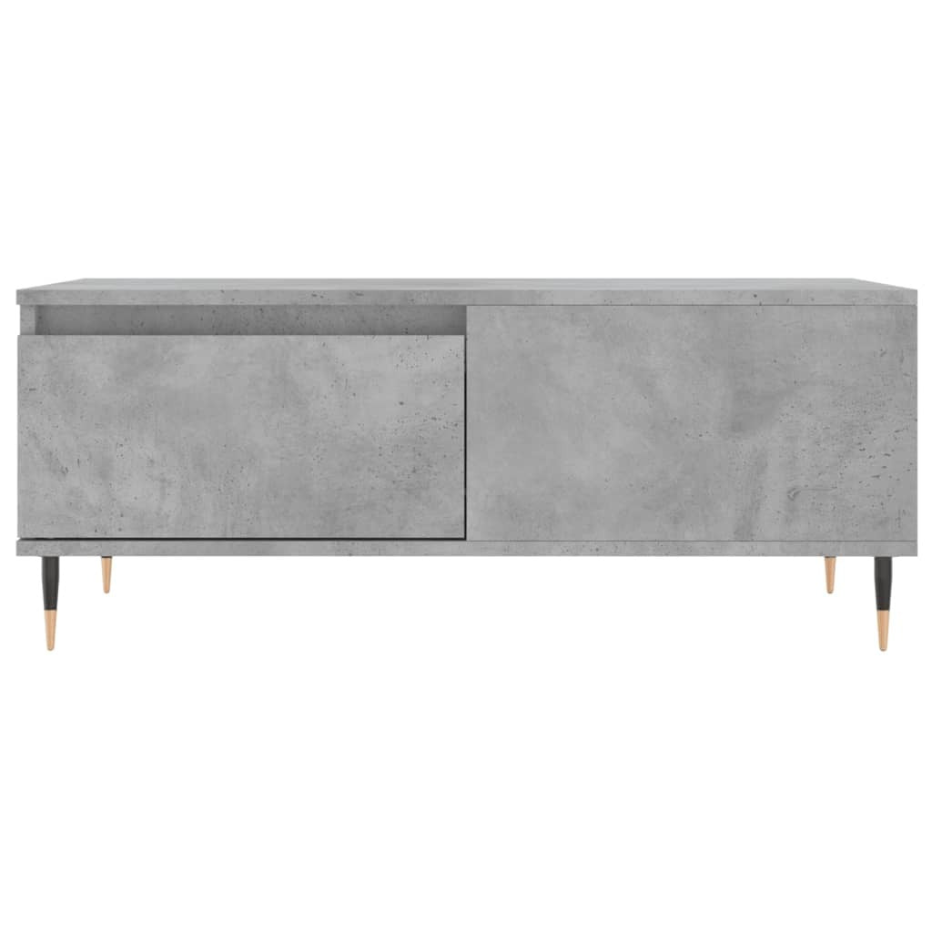 Coffee Table Concrete Grey – 90x50 cm – Engineered Wood with Metal Legs & Drawer