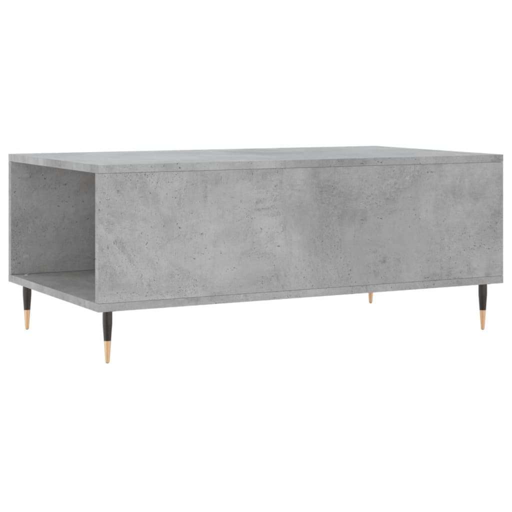 Coffee Table Concrete Grey – 90x50 cm – Engineered Wood with Metal Legs & Drawer
