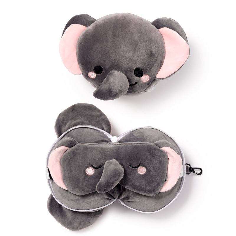 Relaxeazzz Travel Pillow and Eye Mask - Adoramals Janu the Elephant