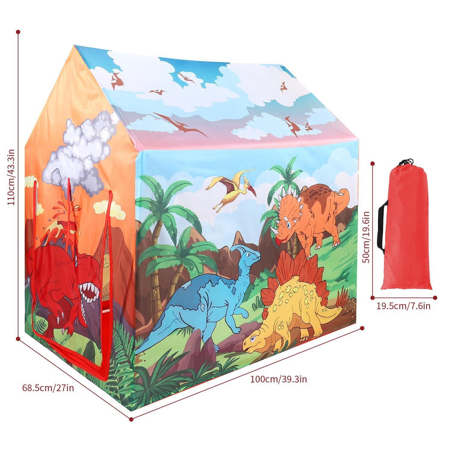 SOKA Dinosaur Kids Playhouse Tent – Indoor/Outdoor Foldable Toy Tent