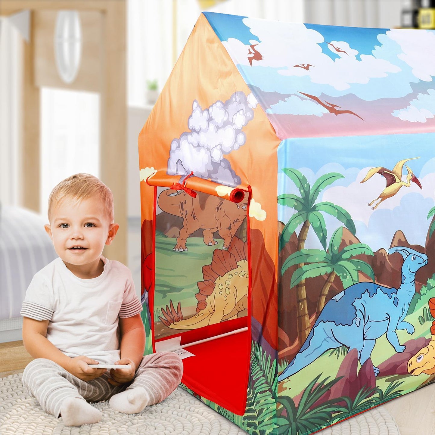 SOKA Dinosaur Kids Playhouse Tent – Indoor/Outdoor Foldable Toy Tent