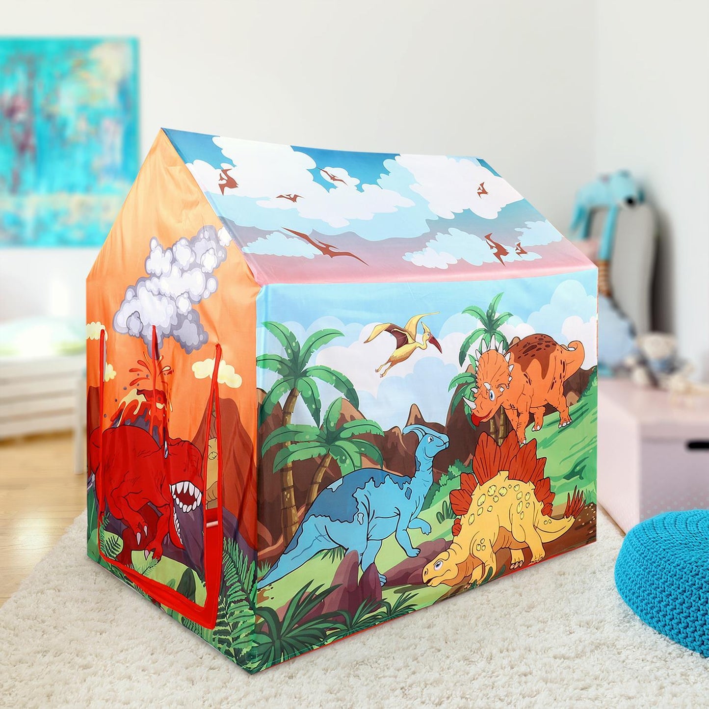 SOKA Dinosaur Kids Playhouse Tent – Indoor/Outdoor Foldable Toy Tent