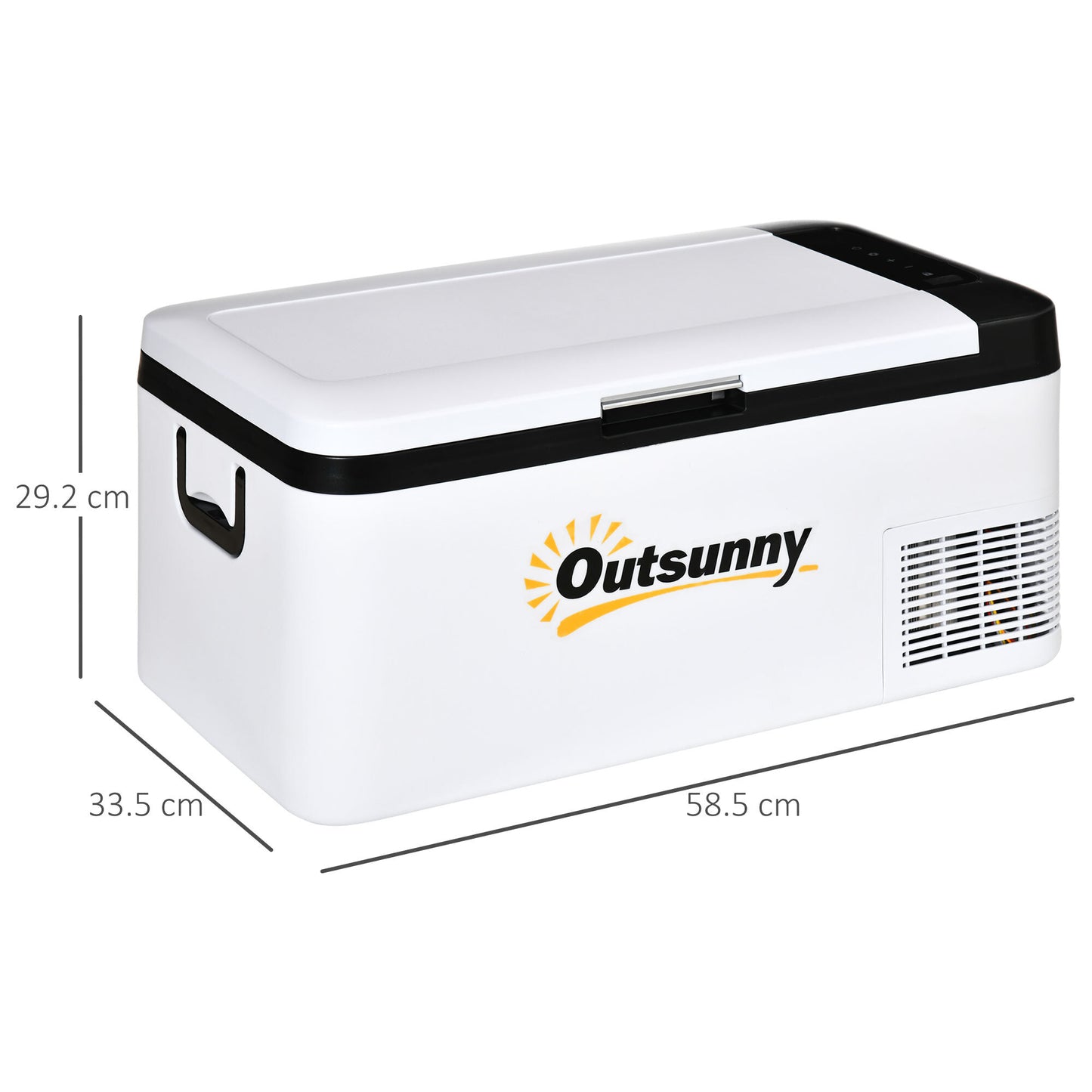 Outsunny 18L Portable Car Refrigerator – 12V/24V DC & 110-240V AC, -20°C Cooling