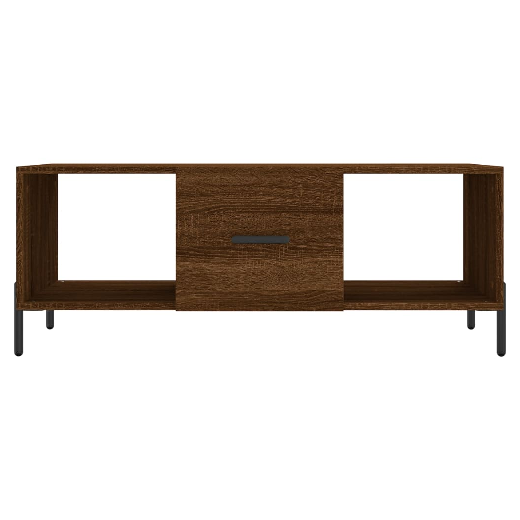 Brown Oak Coffee Table – 102x50x40 cm – Engineered Wood with Iron Frame – Stylish Living Room Furniture