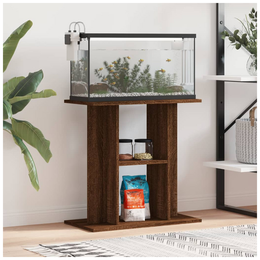 Aquarium Stand – Brown Oak Finish – 60x30x60 cm – Engineered Wood Cabinet for Fish Tanks