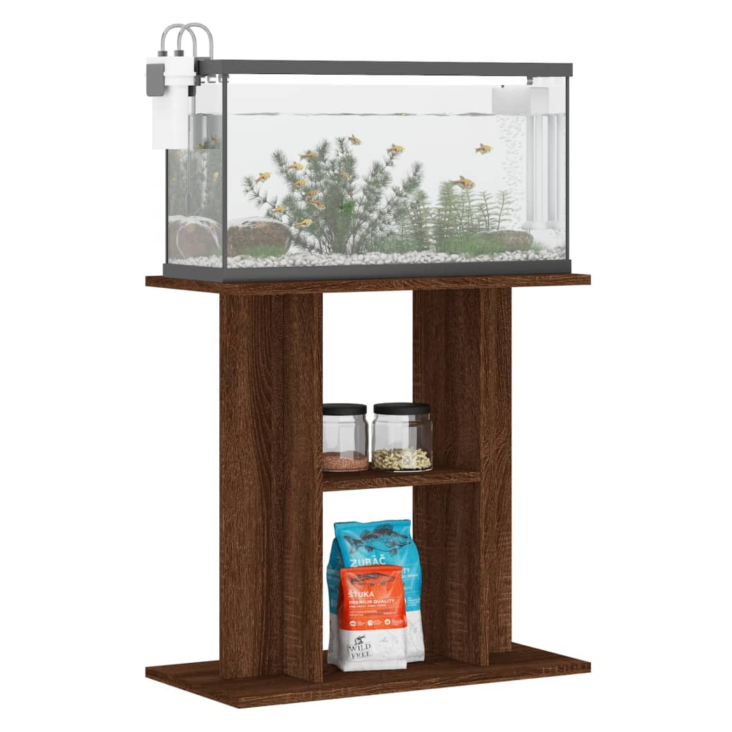 Aquarium Stand – Brown Oak Finish – 60x30x60 cm – Engineered Wood Cabinet for Fish Tanks