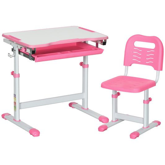 Kids Desk and Chair Set – Height Adjustable with Drawer, Pen Slot & Hook