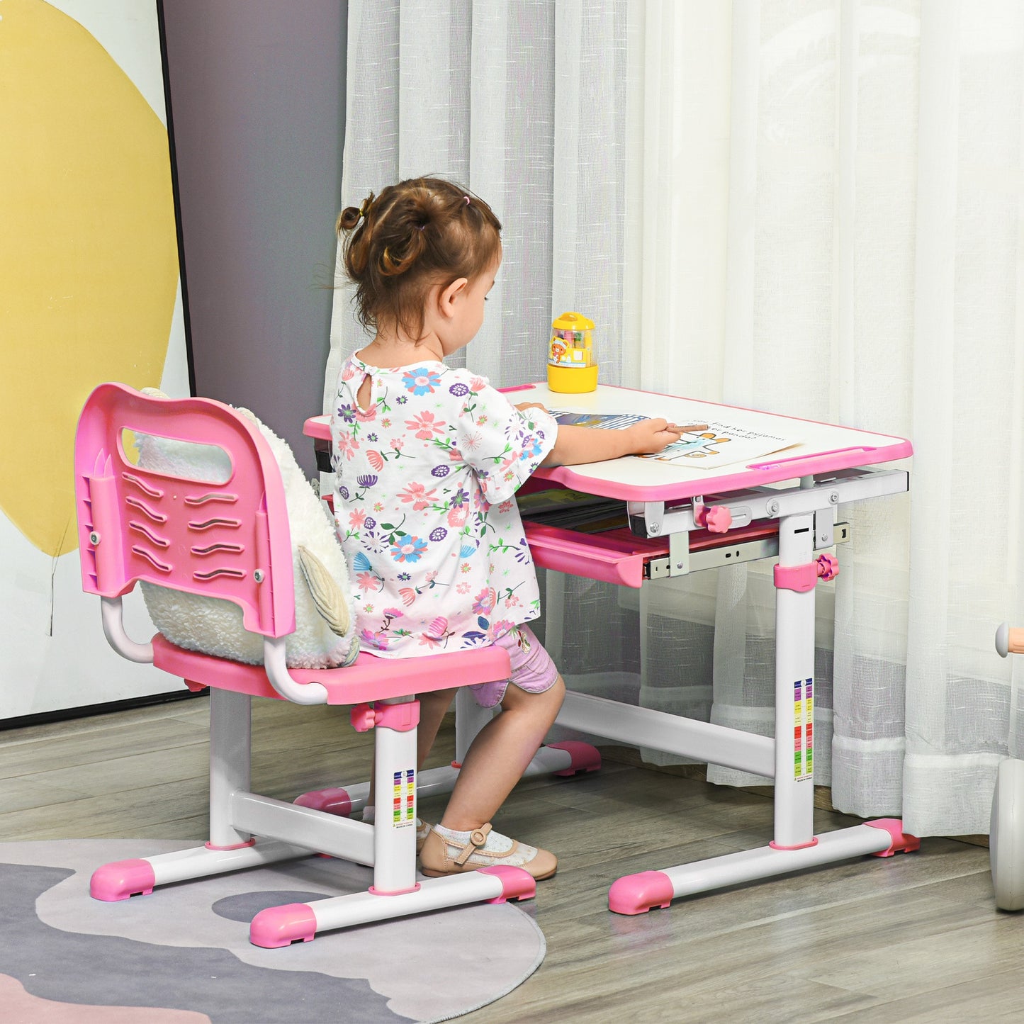 Kids Desk and Chair Set – Height Adjustable with Drawer, Pen Slot & Hook