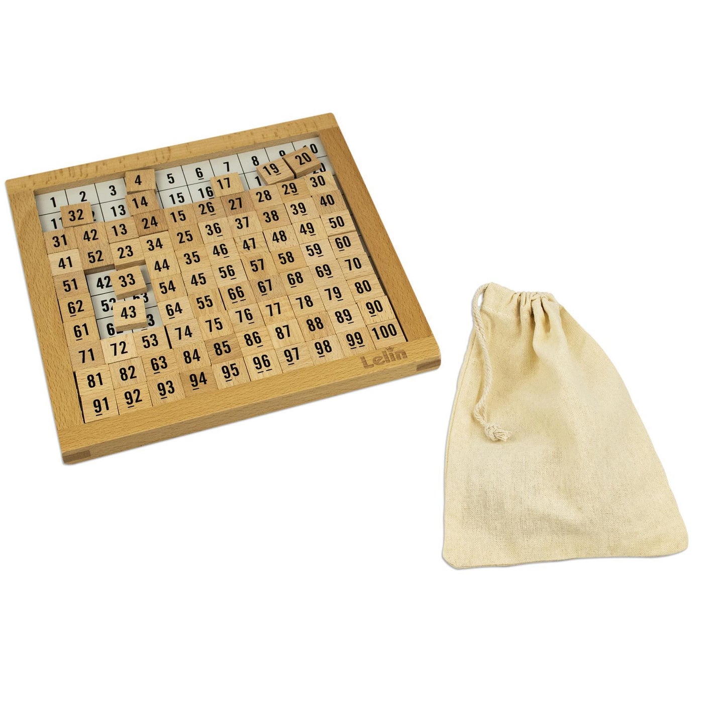 LELIN Wooden Hundred Board Game – Montessori 1 to 100 Number Learning Toy