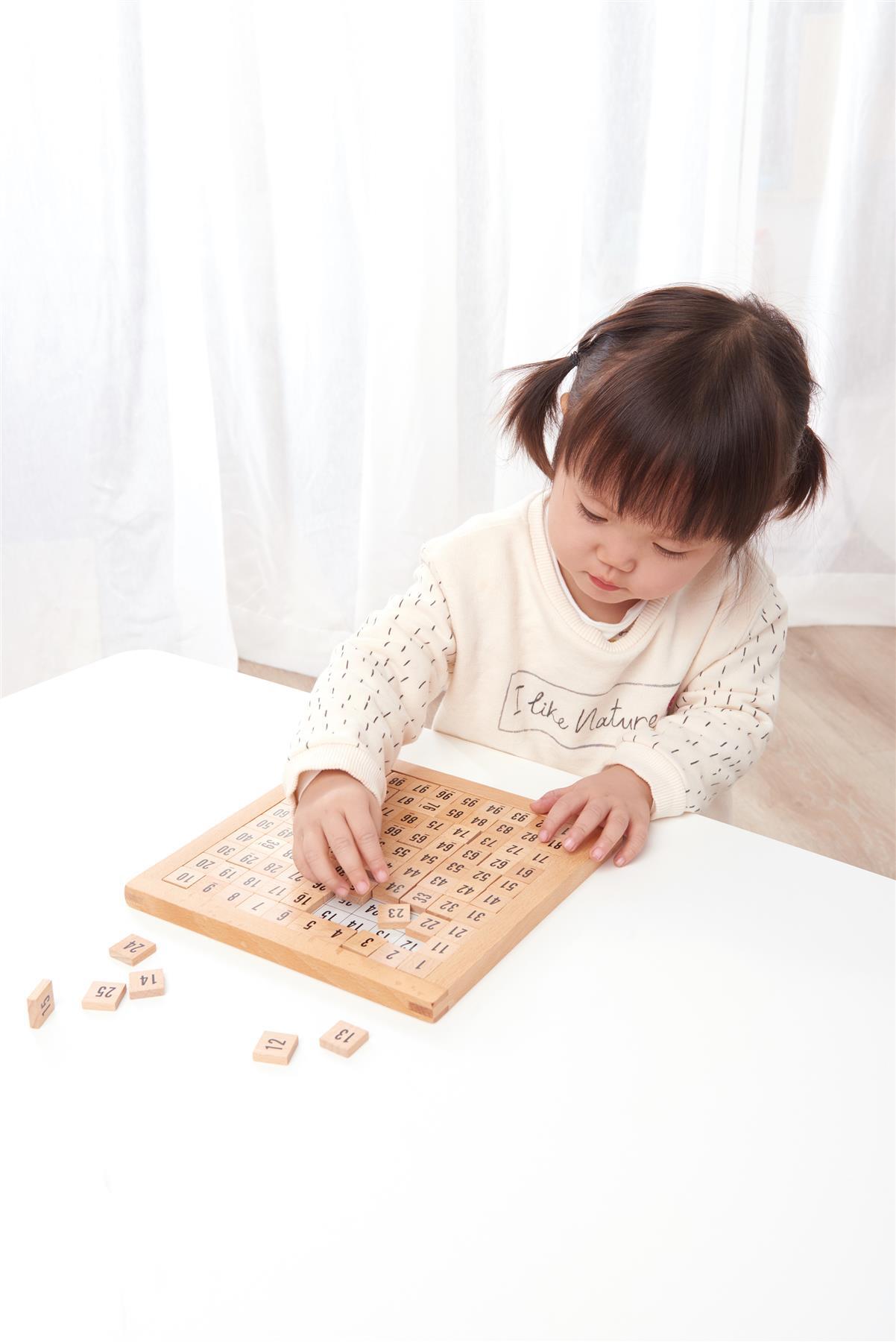 LELIN Wooden Hundred Board Game – Montessori 1 to 100 Number Learning Toy