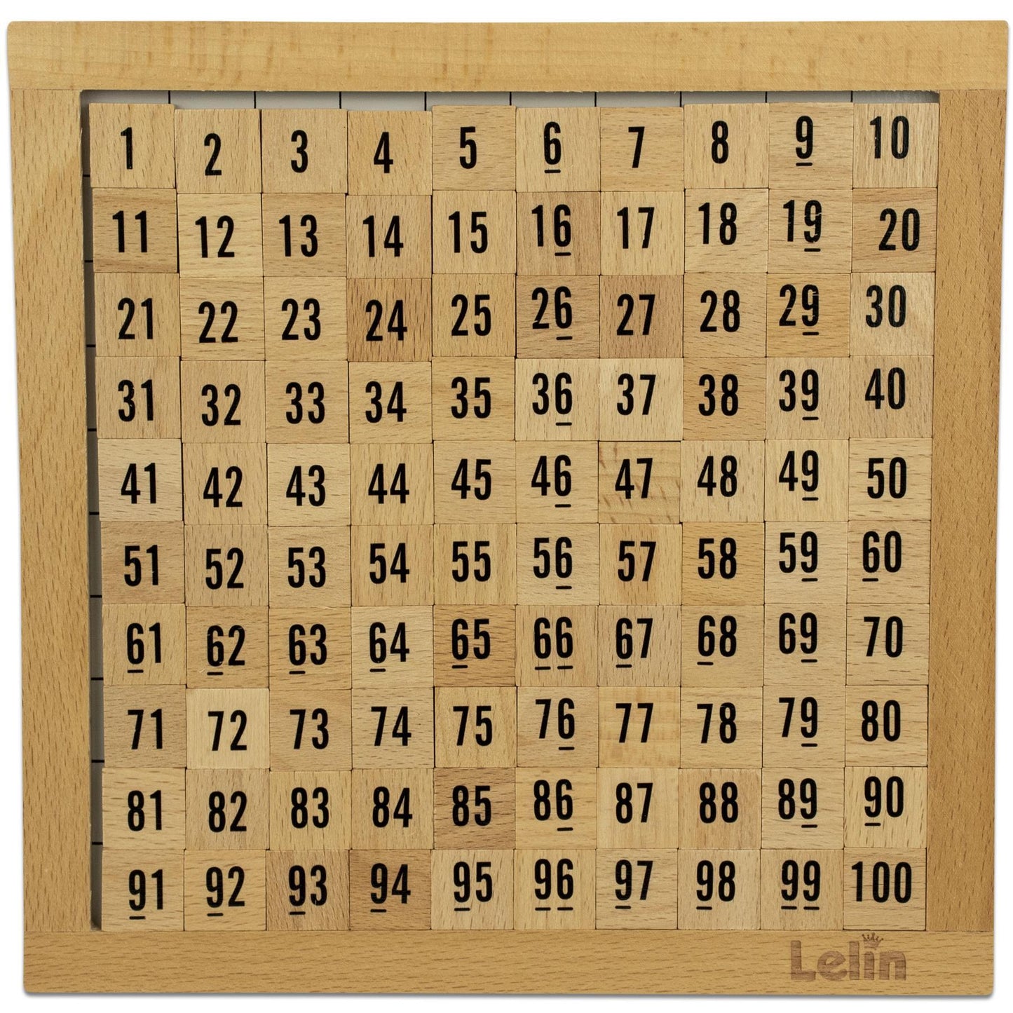 LELIN Wooden Hundred Board Game – Montessori 1 to 100 Number Learning Toy