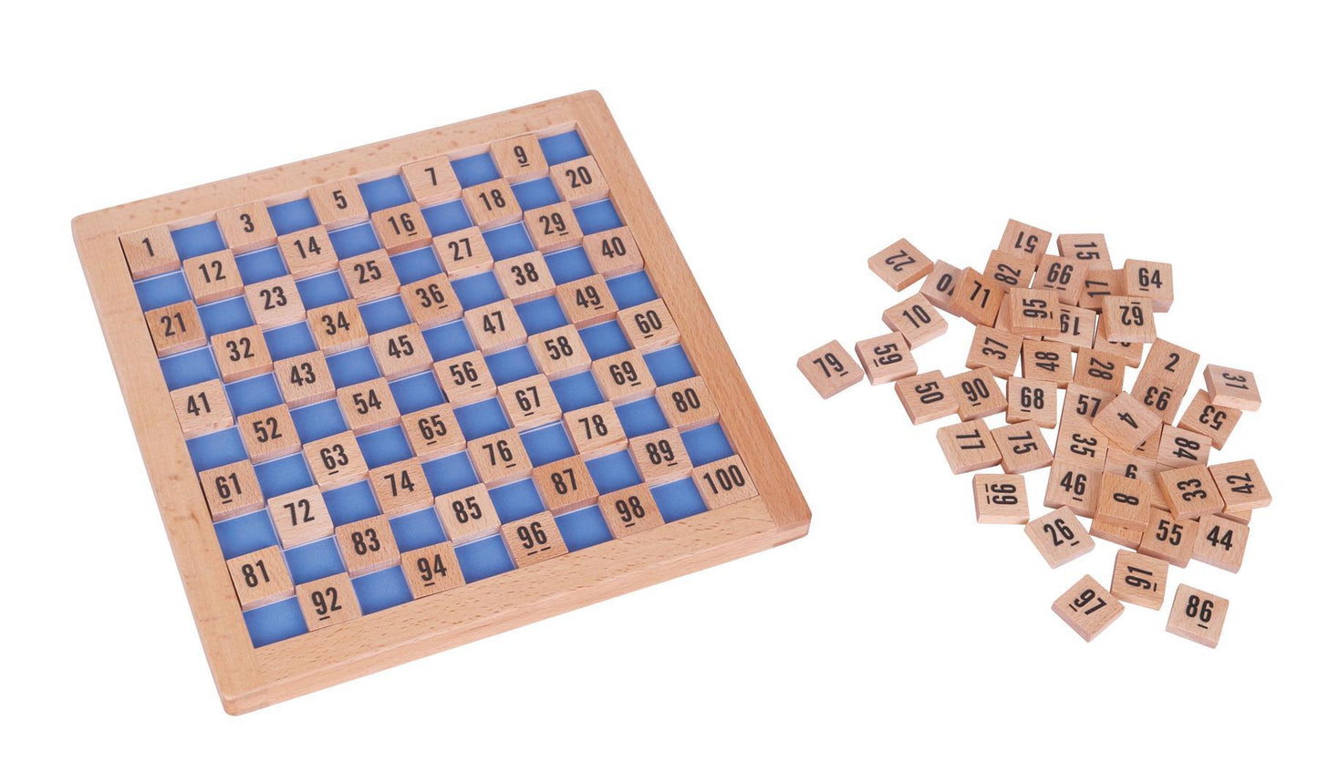 LELIN Wooden Hundred Board Game – Montessori 1 to 100 Number Learning Toy