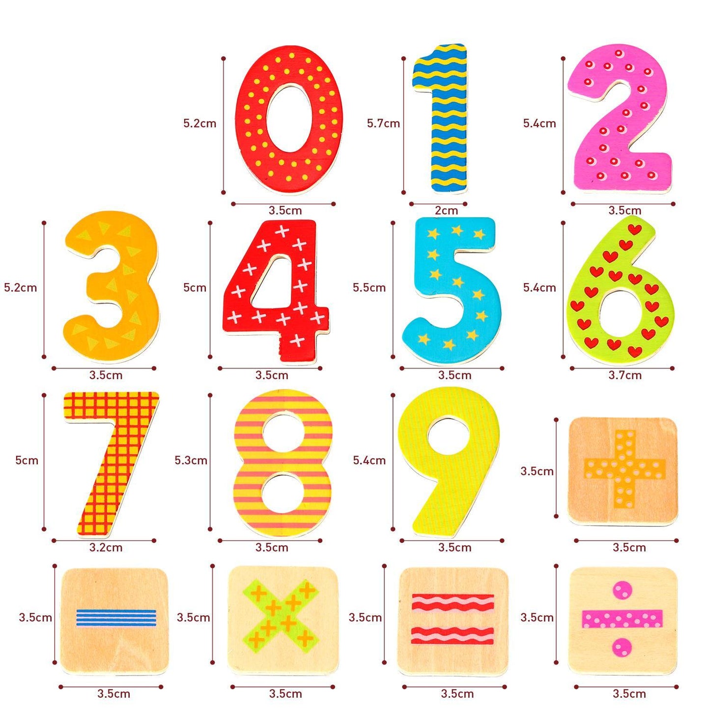 SOKA Magnetic Wooden Numbers – 60 pcs | Educational Fridge Toy for Kids 3+