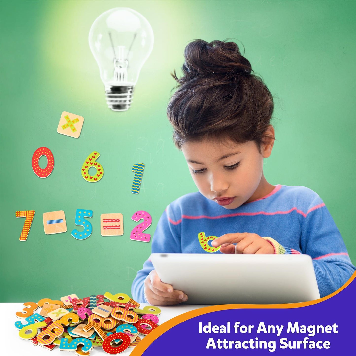 SOKA Magnetic Wooden Numbers – 60 pcs | Educational Fridge Toy for Kids 3+