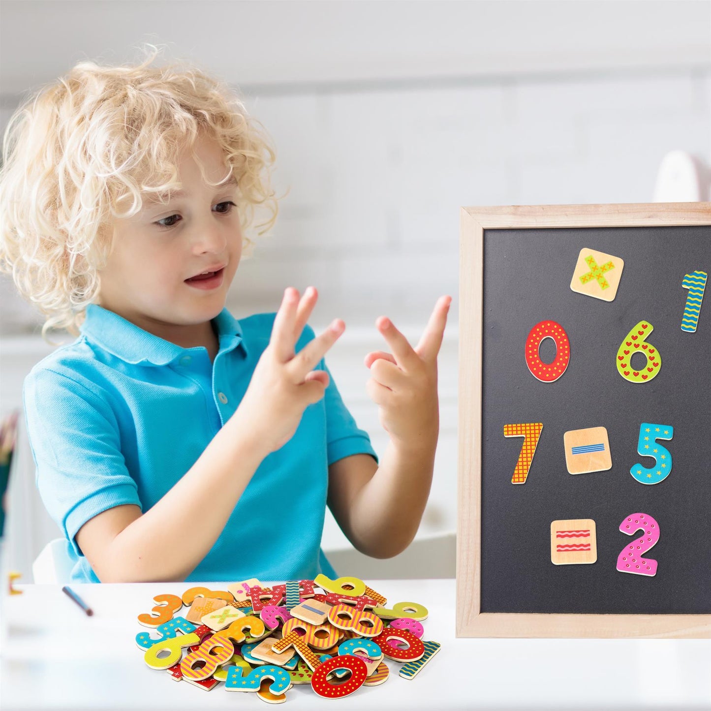 SOKA Magnetic Wooden Numbers – 60 pcs | Educational Fridge Toy for Kids 3+