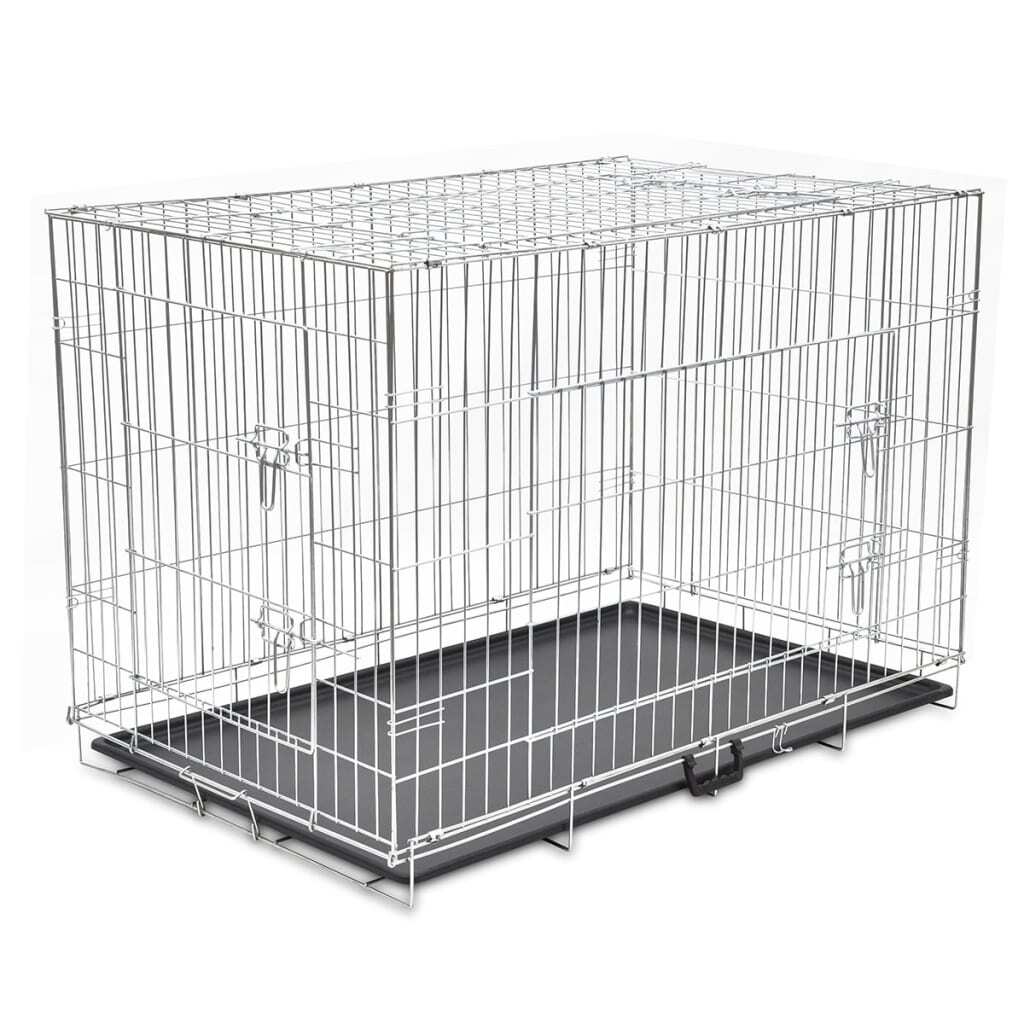 XXL Foldable Dog Bench Cage – Heavy-Duty Galvanised Steel with Floor Tray