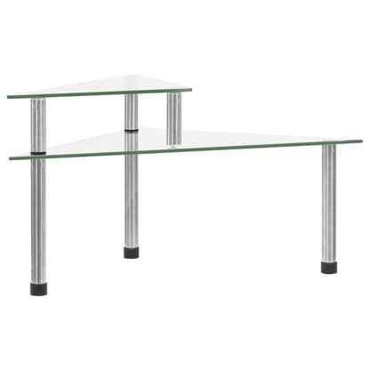 2-Tier Transparent Kitchen Shelf – 49.5x35x19 cm | Tempered Glass & Stainless Steel Organizer