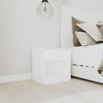 Set of 2 White Nightstands with Drawer – Compact MDF Bedside Cabinets